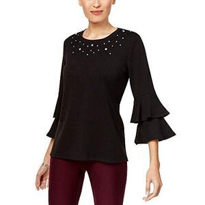 NY Collection Ruffled Sleeve Top